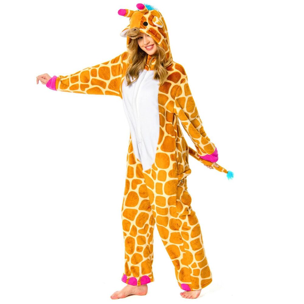 3476 Adult Animal Onesie Unisex Giraffe Onesies Plush Cosplay Pajamas